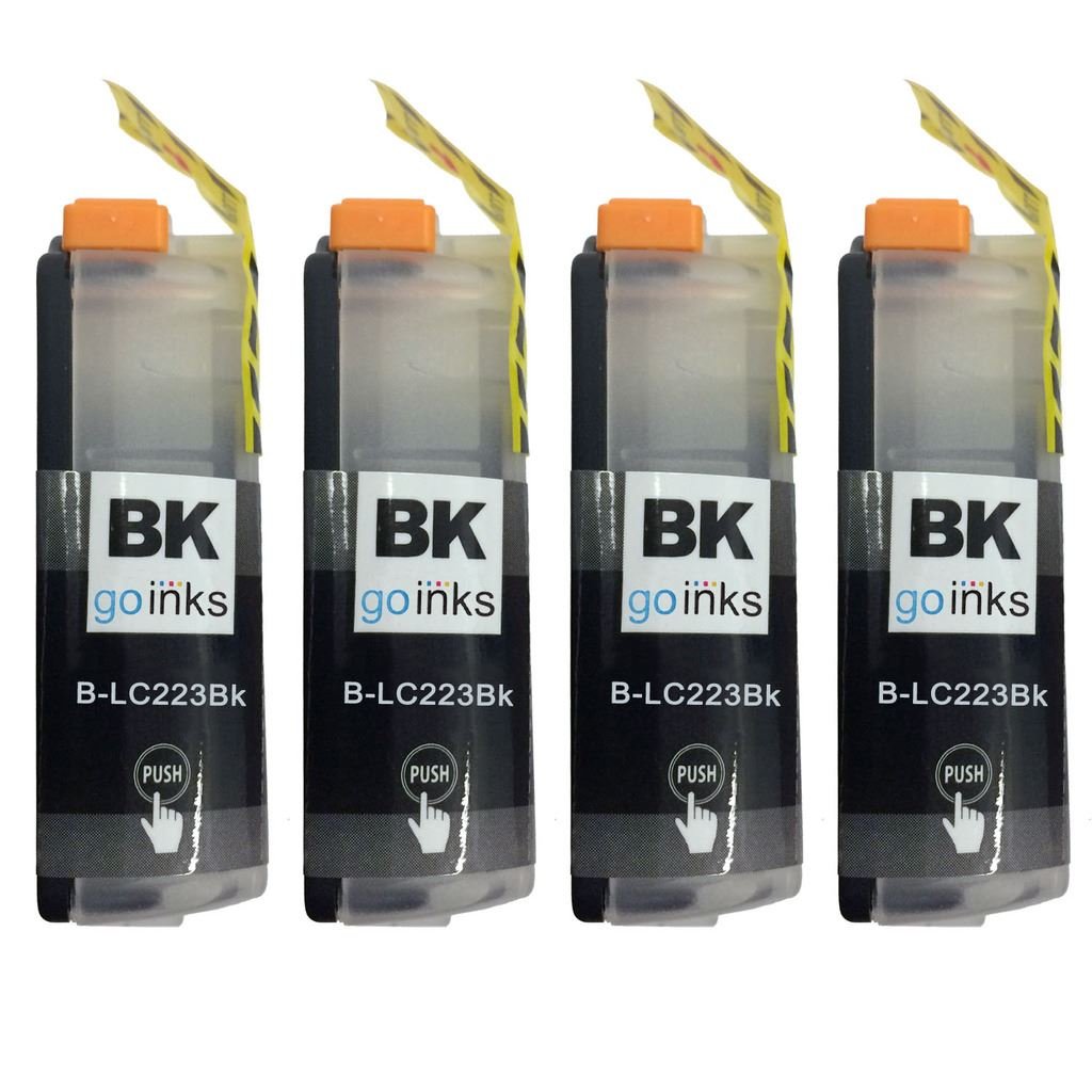 Go Inks Compatible Black LC223Bk Ink Cartridge - 4 Pack Replacement for Brother DCP & MFC Printers - High Capacity (16ml) - 4x Black