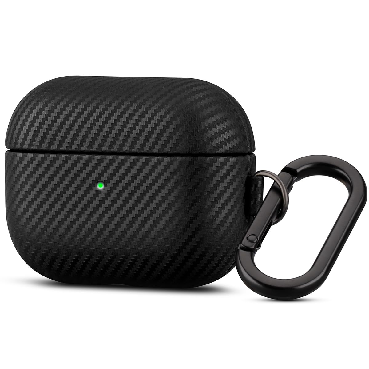 Photo 1 of Haobobro Leather Case - for AirPods Pro 2 Case Cover with Keychain - Selected Skin-friendly Leather, Carbon Fibre Texture, Handmade Shockproof Hard Cover for AirPods Pro 2nd Generation Earbuds - Black