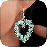 Western Jewelry Turquoise Earrings for Women Silver Western Earrings Country Concert Outfits for Women Cowboy Chic Rodeo Outfit Shirts Dress Accessories