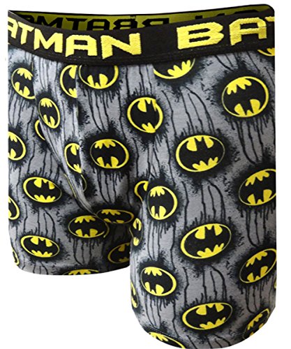 DC Comics Batman Spray Paint Bat Signal Gray Boxer Brief for men (Small)