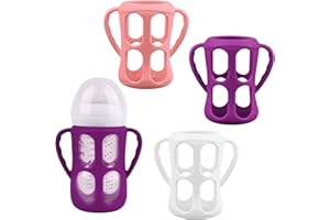3 Pack Baby Bottle Handles for Philips Avent Natural Baby Bottles, Baby Bottle Holder with Easy Grip Handles (Pink+Purple+Whi