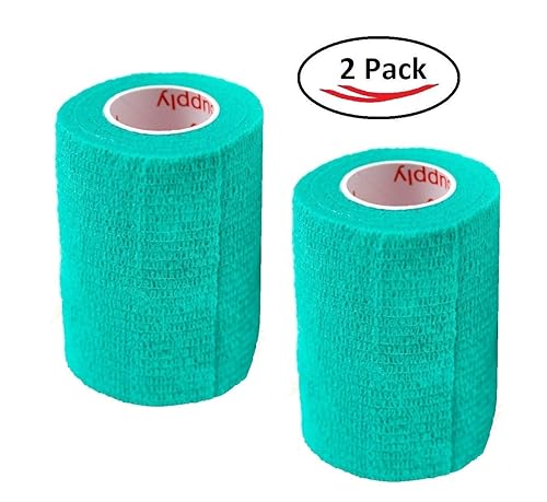 Vet Wrap Tape (Teal) (2 Pack) (3 Inch x 15 feet) Self Adhesive Adherent  Adhering Cohesive Flex Self Stick Band