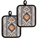 Belidome Aztec Stripes 2pcs Pot Holders Heat Resistant Non Slip Potholder Set for BBQ Baking Cooking