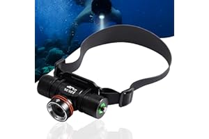 APLOS H800 Scuba Diving Headlamp, 3500 Lumens Professional Underwater Headlight with TIR Lens, Power Indicator, IPX68 Waterproof Dive Head Light Flashlight for Caving, Snorkeling, Spearfishing