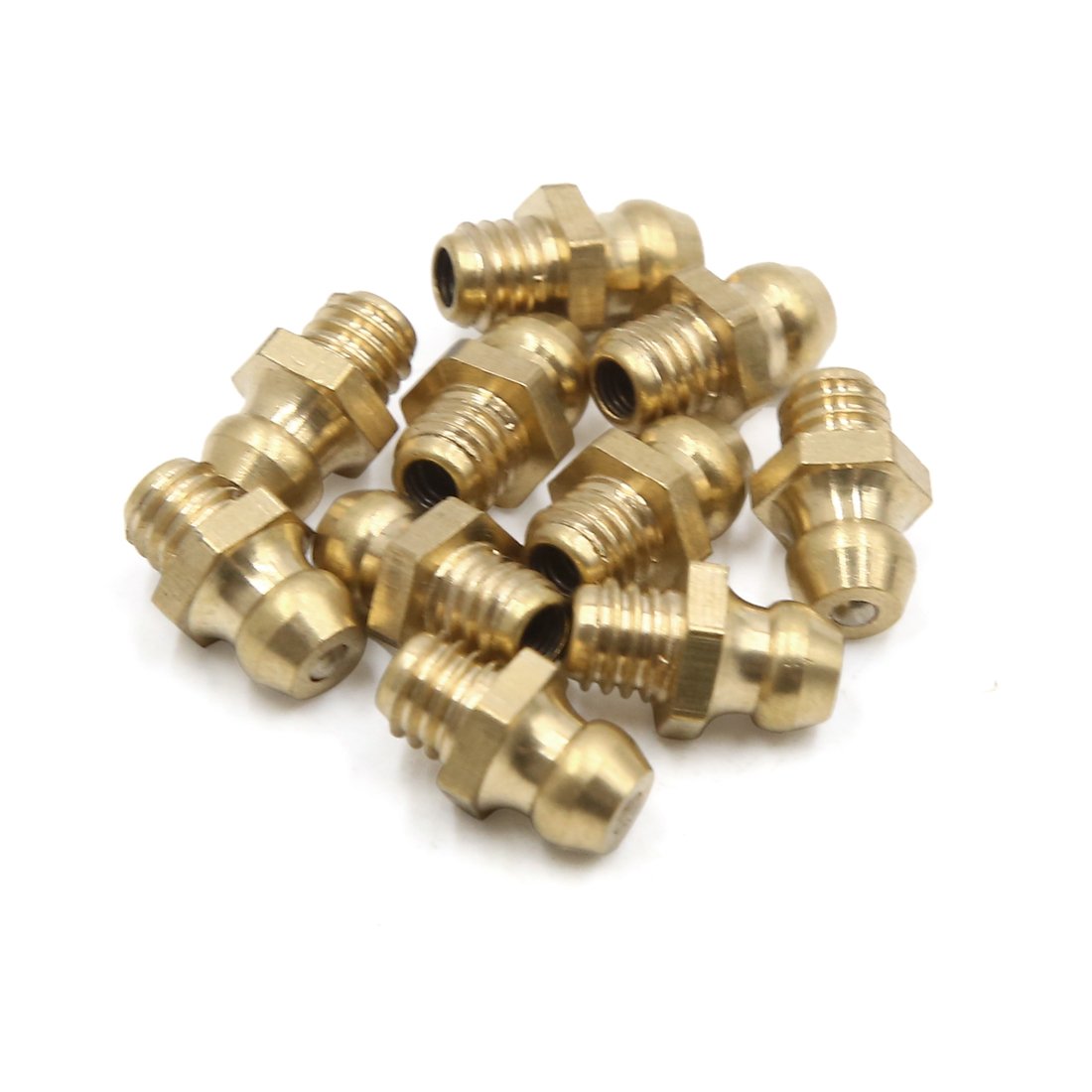 sourcingmap 10pcs M6 x 1 Brass Thread Straight Grease Nipple Fitting for Car Motorcycle