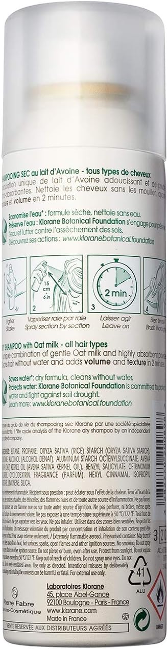 Klorane Gentle Dry Shampoo with Oat Milk Powder Spray 150ml - All hair types, 93 g (Pack of 1) - Image 3