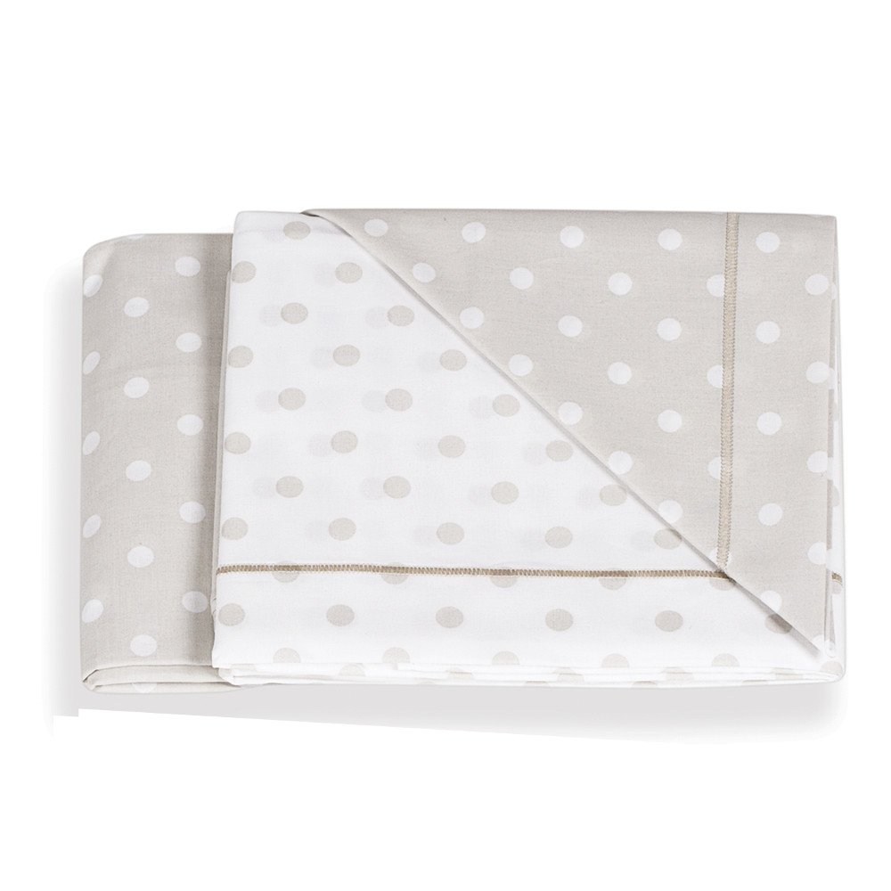 Italbaby 3 Piece Dotted Pram Sheet Set, Dove Grey