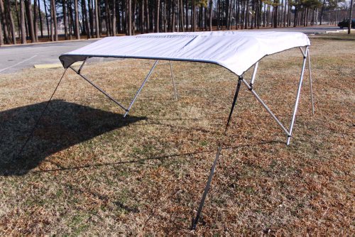 New Grey/Gray Pontoon / Deck Boat Vortex 4 Bow Bimini Top 10′ Long, 91-96″ Wide, 54″ High, Complete Kit, Frame, Canopy, and Hardware (FAST SHIPPING – 1 TO 4 BUSINESS DAY DELIVERY)