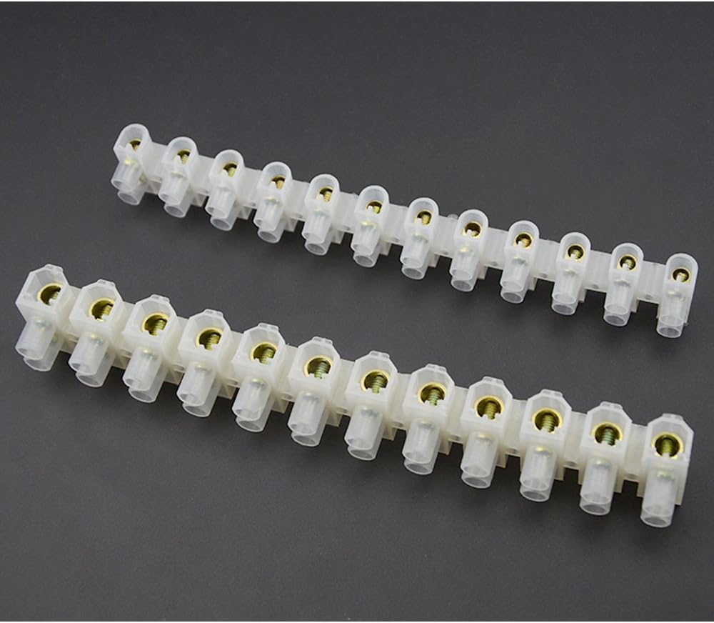 BGTXINGI 6Pcs 30A 60A 12 Position Double Row Screw Terminal Block Environmental Friendly Flame Retardant Nylon Terminal Barrier Block Connector For All Wide Use(White) - Image 4