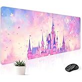 Stanoha Mousepad Desk Mat Gaming Large Keyboard Cute Office Desktop Computer Laptop Castle XXL Long Giant Big Kawaii Aesthetic Girly Pretty Design Women Girl Gamer Oversized Wide 30x12'' Mousepad