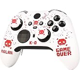 Pixelated Skull Controller Skin Compatible with Xbox Elite Series 2 Core Wireless Controller, RALAN Protector Case， Customised Thumb Grips Cap