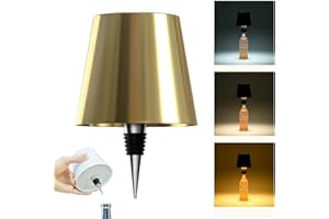 HOUAGI Pridola Wireless Bottle Lamp,3 Color Rechargeable LED Wine Bottle Lights for Liquor Bottles,Touch Dimming Bottle Lights Head(Electroplated Gold,1 PC)