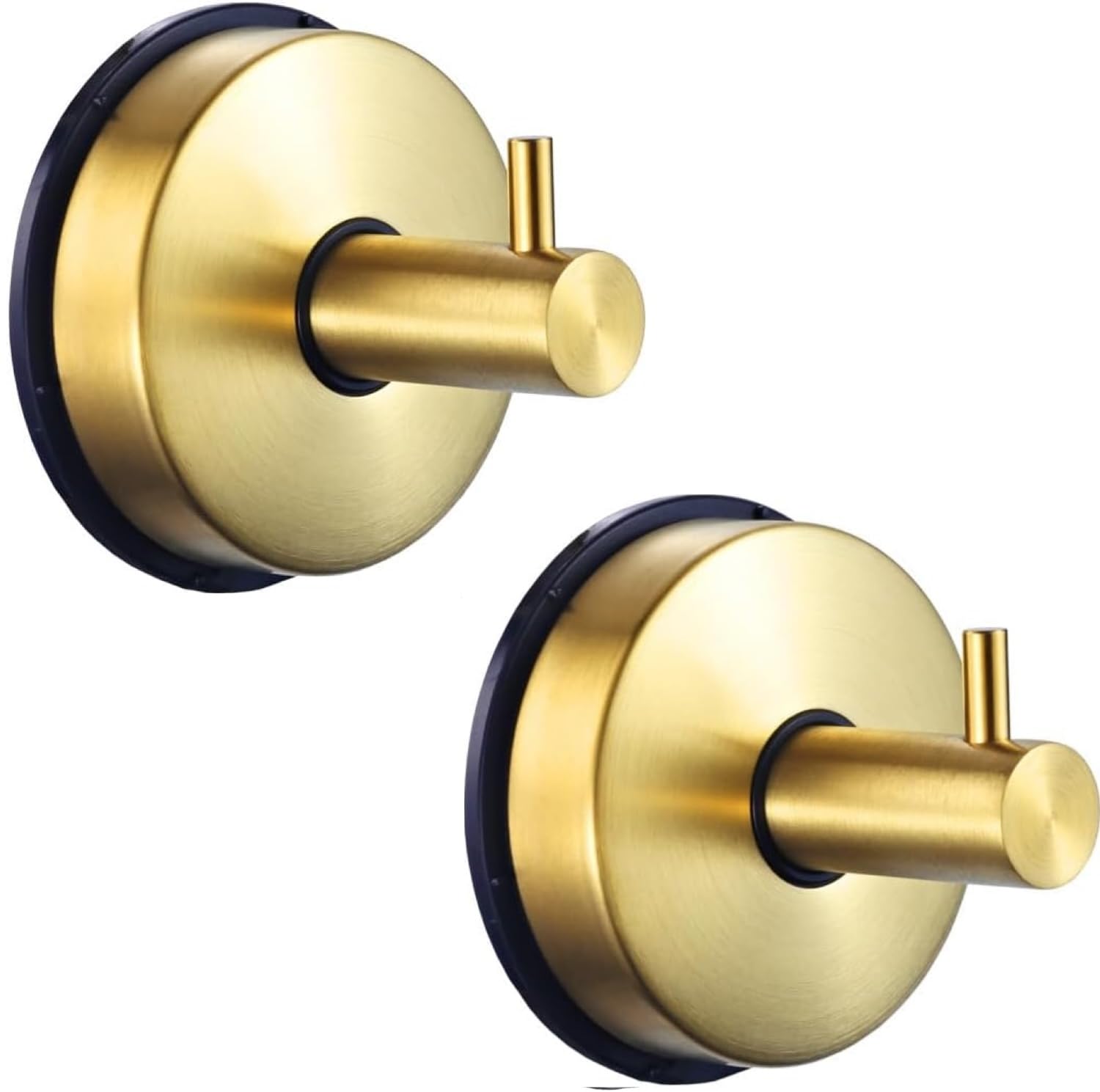 YUET 2 Pcs Suction Hooks, Vacuum Suction Cup Hook, Metal Towel Coat Hooks Robe Hook SUS 304 Stainless Steel Heavy Duty Door Hanger Clothes Closet Sponges Holder for Bathroom Hotel (Gold)