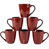 vicrays Coffee Mug Set, 12 Ounce, Set of 6, Ceramic Mug for Men, Women, Unique Glazed Mugs with Handle for Coffee, Tea, Milk, Cocoa, Cereal(Cherry Red)