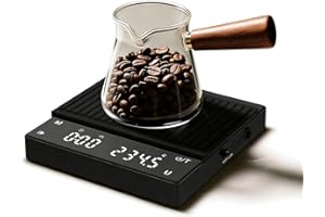 Diyife Mini Coffee Scale with Timer, [0.1g-2kg] Rechargeable Espresso Scale with 6 Units, High Temperature Resistant Glass Pa