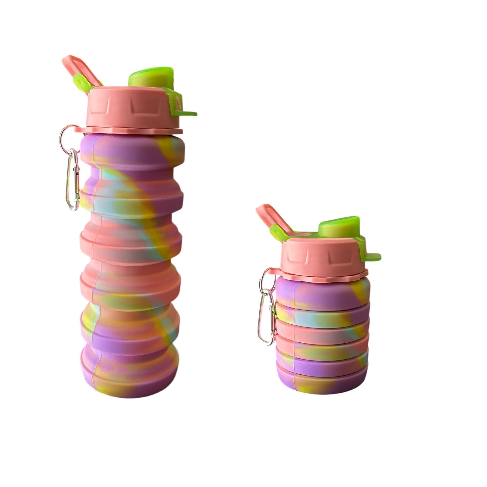 GMM 500 ml Silicone Sports Bottle, Reusable Sports Bottle, Foldable Water Bottle, BPA Free (Camouflage Peach Pink)