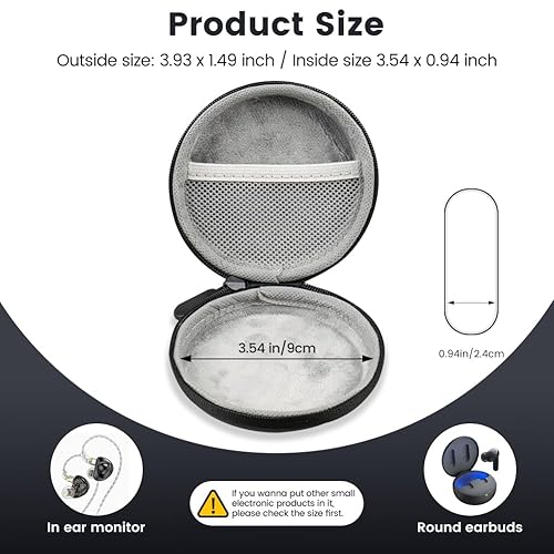 RISETECH Circular Earbud Case Wired Earphone Case Holder Hard EVA