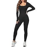 AURUZA Jumpsuits for Women Long Sleeve One Piece Jumpsuit for Women Workout Seamless Jumpsuits Exercise Tummy Control Rompers
