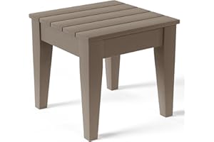 Costaelm Small Outdoor Side Table, Patio End Table Weather Resistant Coffee Table, Square Outdoor Conversation Table for Indoor, Porch, Balcony, Garden, Poolside, Deck, Weathered Wood