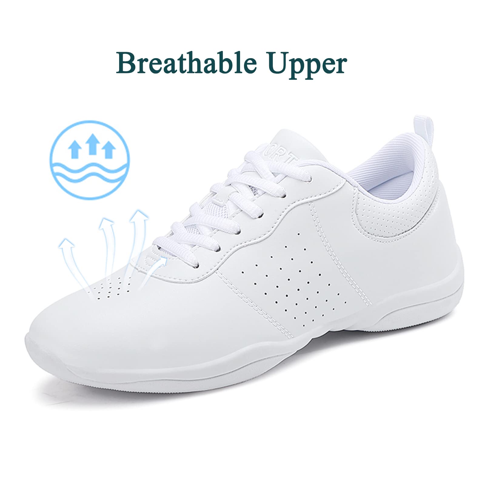 FOFOWHAT Girls White Cheer Shoes Youth Cheerleading Dance Sneaker Training Competition for Women Girls' Cheerleading Shoes