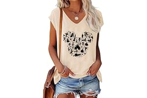 VKEGNIO Magical Tank Tops for Women Cute Graphic Printed V-Neck Tee Casual Summer Family Vacation Sleeveless Shirt Tops