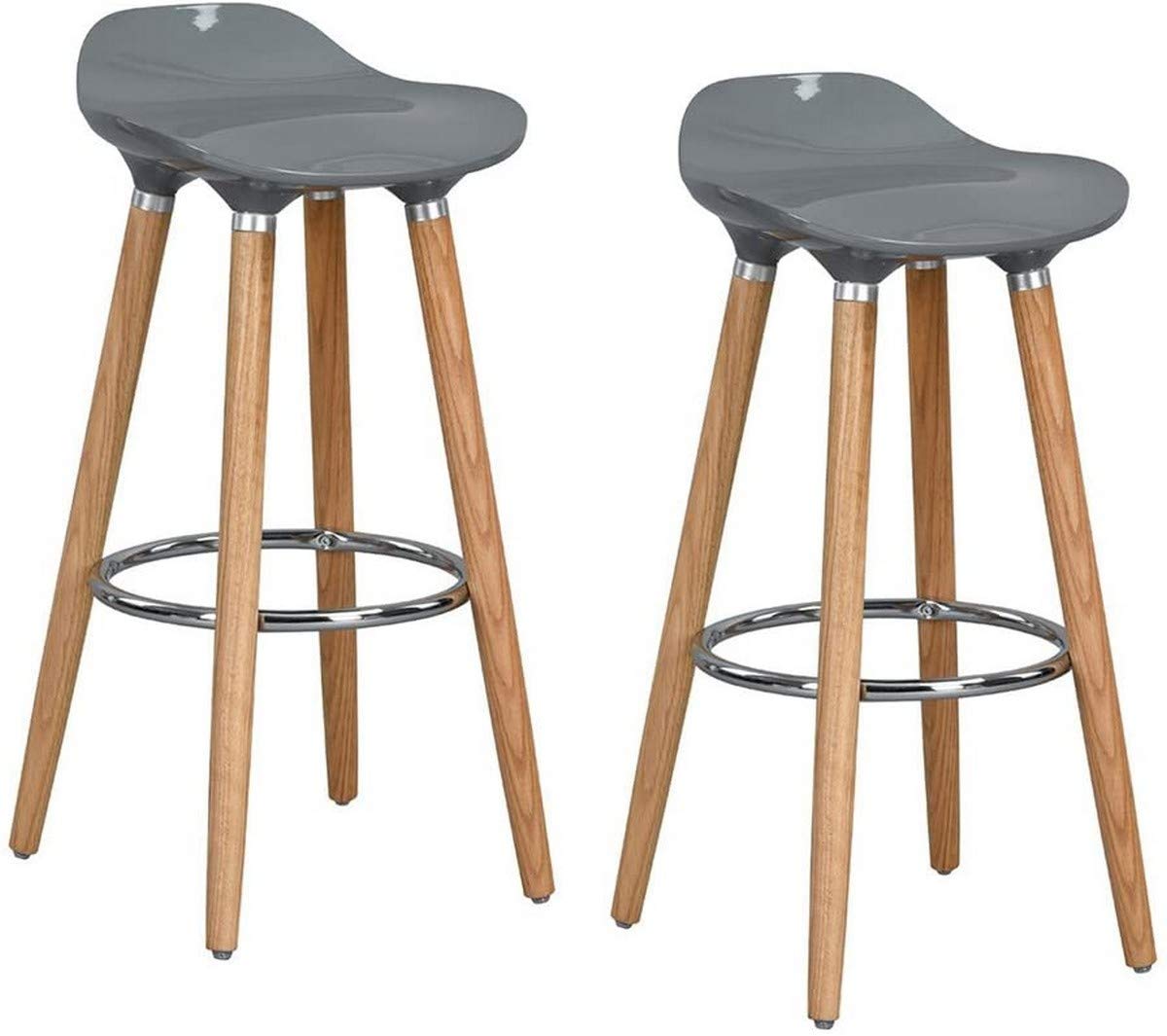Bar Stools Set Of With Chrome Footrest And Wood Desertcart INDIA