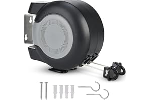 30M Retractable Clothes Line Indoor Outdoor | Wall Mounted Clothes Drying Laundry Line Heavy Duty Clothesline（2 x 15M）