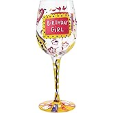 Lolita Birthday Girl Artisan Painted Wine Glass Gift, Multicolor, 1 Count (Pack of 1)