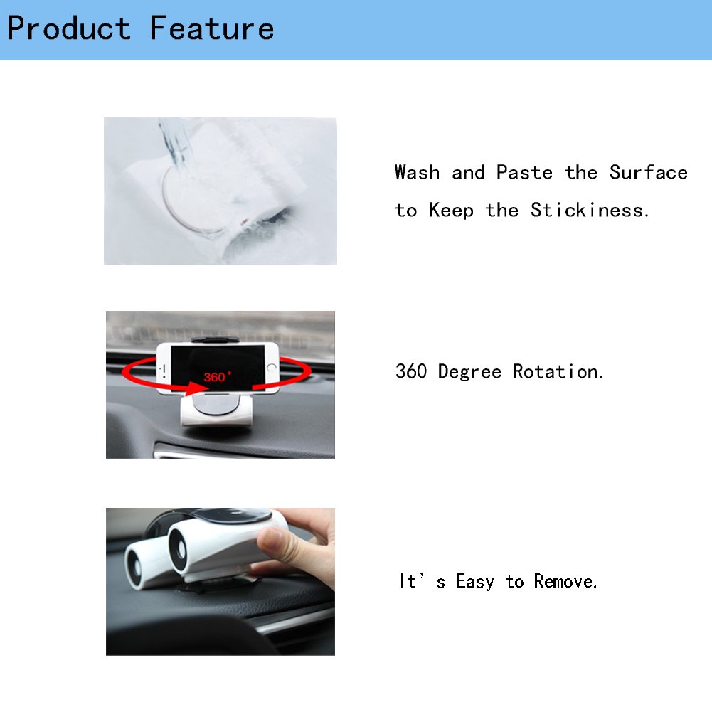 Car Dashboard Decorations, Car Interior Decors with 360 Degree Freedom Rotation (Plus Attached Feature: Car Phone Mount as Shown in Picture)