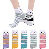 Benefeet Sox Women Toe Socks Funny Cute Five Finger Socks for Girls Colorful Cotton Crew Ankle Novelty Athletic Running Sock