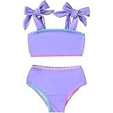 YOUNGER TREE Toddler Baby Girls Swimsuit Two Piece Solid Color Stripe Swimwear Summer Beach Bikini Bathing Suit