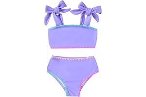 YOUNGER TREE Toddler Baby Girls Swimsuit Two Piece Solid Color Stripe Swimwear Summer Beach Bikini Bathing Suit