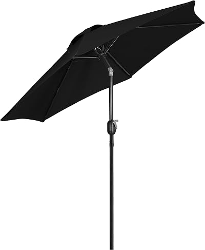 Yaheetech Garden Parasol 2.3M Patio Umbrella with 6 Ribs Black