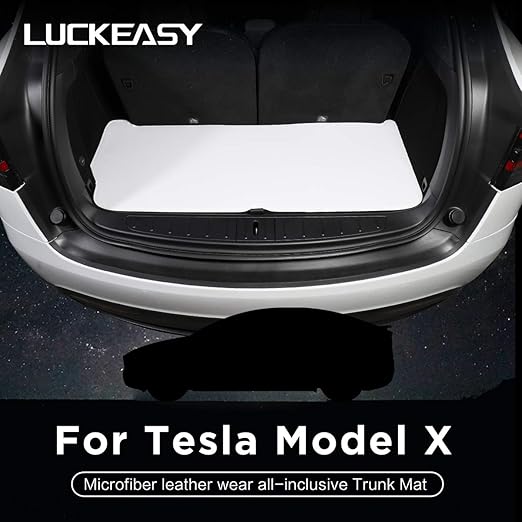LUCKEASY Microfiber Leather Trunk mat for Tesla Model X(6/7