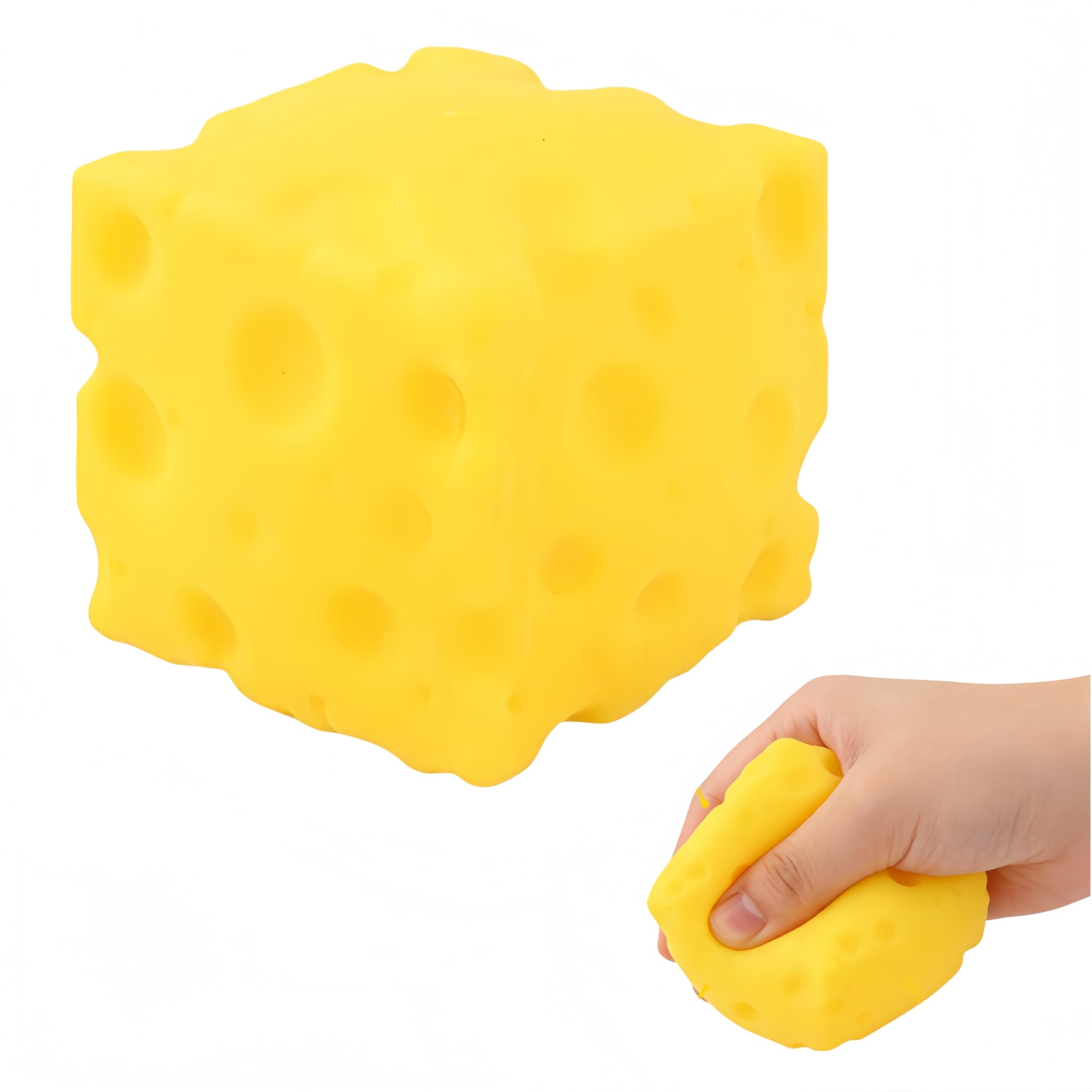 Cheese Squishy,Small Squeezy Cheese Squishy Lovely Cute Cheese Stress Ball Realistic DesignSoft Squi-shy Stress Relief & Rebounding Sensory Fidget Toy for Adults