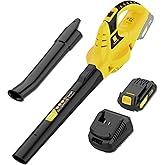 Leisch Life 21V Leaf Blower Cordless | Handheld Electric Lightweight Blower with 2.0Ah Rechargeable Battery & Fast Charger | Adjustable Speeds, Portable Design for Lawn, Patio, Yard, Sidewalk Cleaning