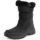 POLAR Womens Memory Foam Twin Zip Opening Pull On Nylon Waterproof Thick Faux Fur Lined Winter Rain Snow Boots