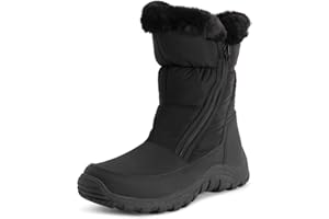POLAR Womens Memory Foam Twin Zip Opening Pull On Nylon Waterproof Thick Faux Fur Lined Winter Rain Snow Boots