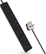 EXTRASTAR 6 Way Extension Lead 13A UK Plug 5m Black Power Strip