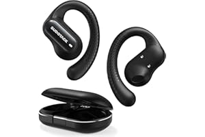 SUDOTACK Ultrafit Wireless Open Ear Headphones, Up to 30 Hours Playtime Air Conduction Sport Earbuds, 5.3 Bluetooth Wireless Earphones with LED Display, Sweat-Proof for Workouts and Running(Black)