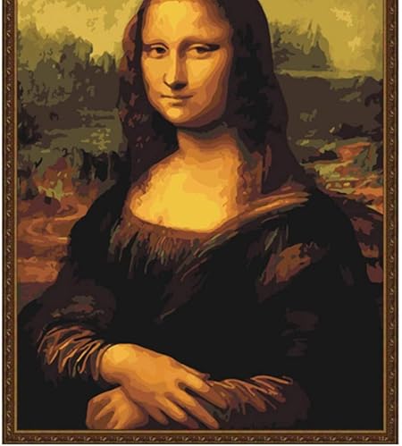 Yuuwo Mona Lisa Sourire Peinture Par Numeros Diy Enfant Peint A La Main Cadeau Coloriage Par Nombre Sur Toile Peinture Decoration De La Maison 40x50cm Sans Cadre Amazon Fr Cuisine Maison