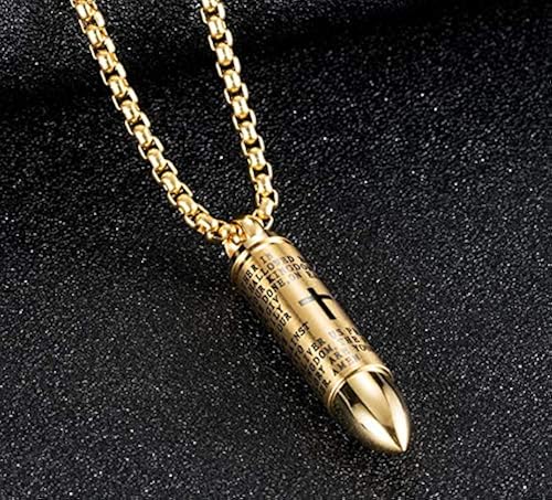 LIANTSH Lord's Prayer Cross Bullet Pendant Stainless Steel Lords