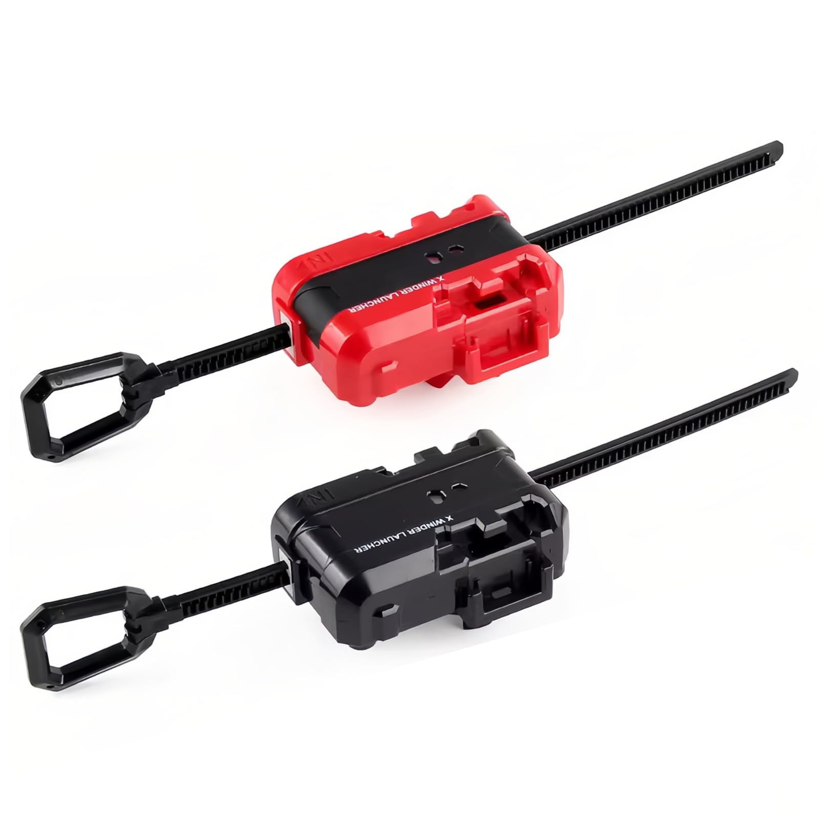 AIWXEEU 2 Pack X Winder Launcher Set for Battling Tops, Right Spinning Gyro Starter with Grip, Black and Red Plastic Toy for Kids Competitive Players, Compatible with X Series
