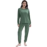 Joyaria Viscose Made from Bamboo Pajamas for Women Long Sleeve Jogger Pjs Set with Pocket &Drawstring
