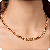 Dabovos Gold Chunky Necklaces for Women 18K Gold Plated Chain Clasp Toggle Necklaces Dainty Herringbone Chain Paperclip Cuban Choker Necklaces Jewelry Gifts