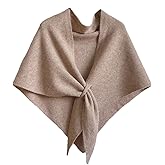 Fuimsul Women Elegant Knit Triangle Shawls Wraps Trendy Solid Color Tie Up Knotted Pashmina Scarf Sweater Fall Winter