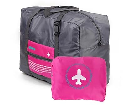PackNBuy Nylon Foldable Travel Carry on Luggage Duffel Bag (Pink)