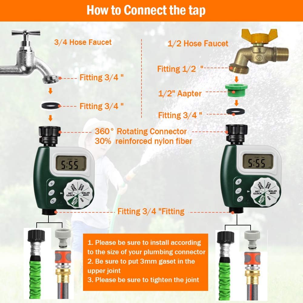Innoo Tech Digital Water Timer, 2020 Upgrade Programmable Faucet Watering Timer with Huge LCD Display, Waterproof Automatic Sprinkler Controller for Garden Yard Lawn Drip Irrigation Watering System: Home & Kitchen