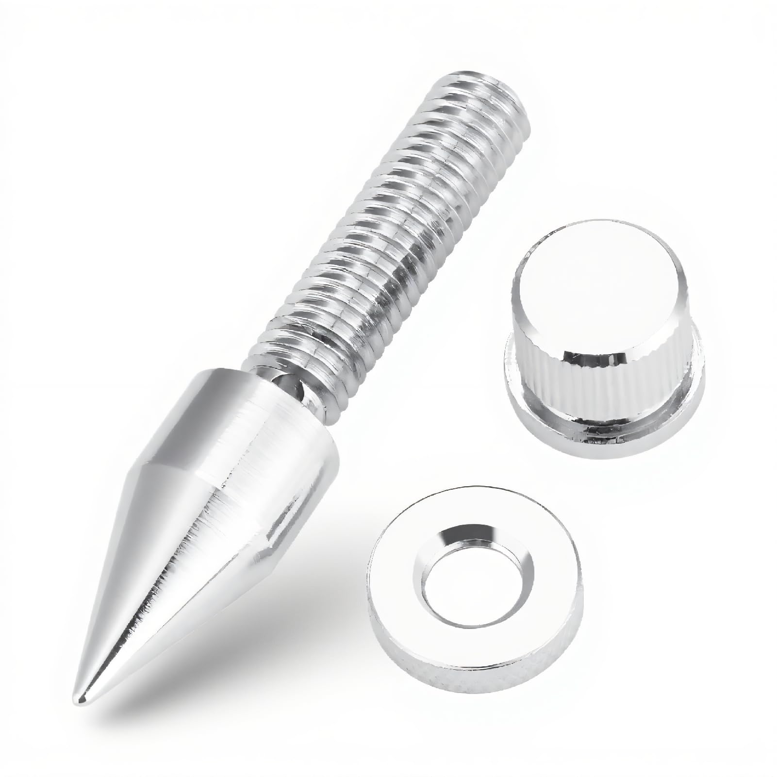 Speaker Spike Isolation Stand Foot, 4 Pcs, HiFi Shockproof Cone Base Pads, Chrome-plated Pure Copper, Anti-scratches, Height Fine-tuning Balancing Nut