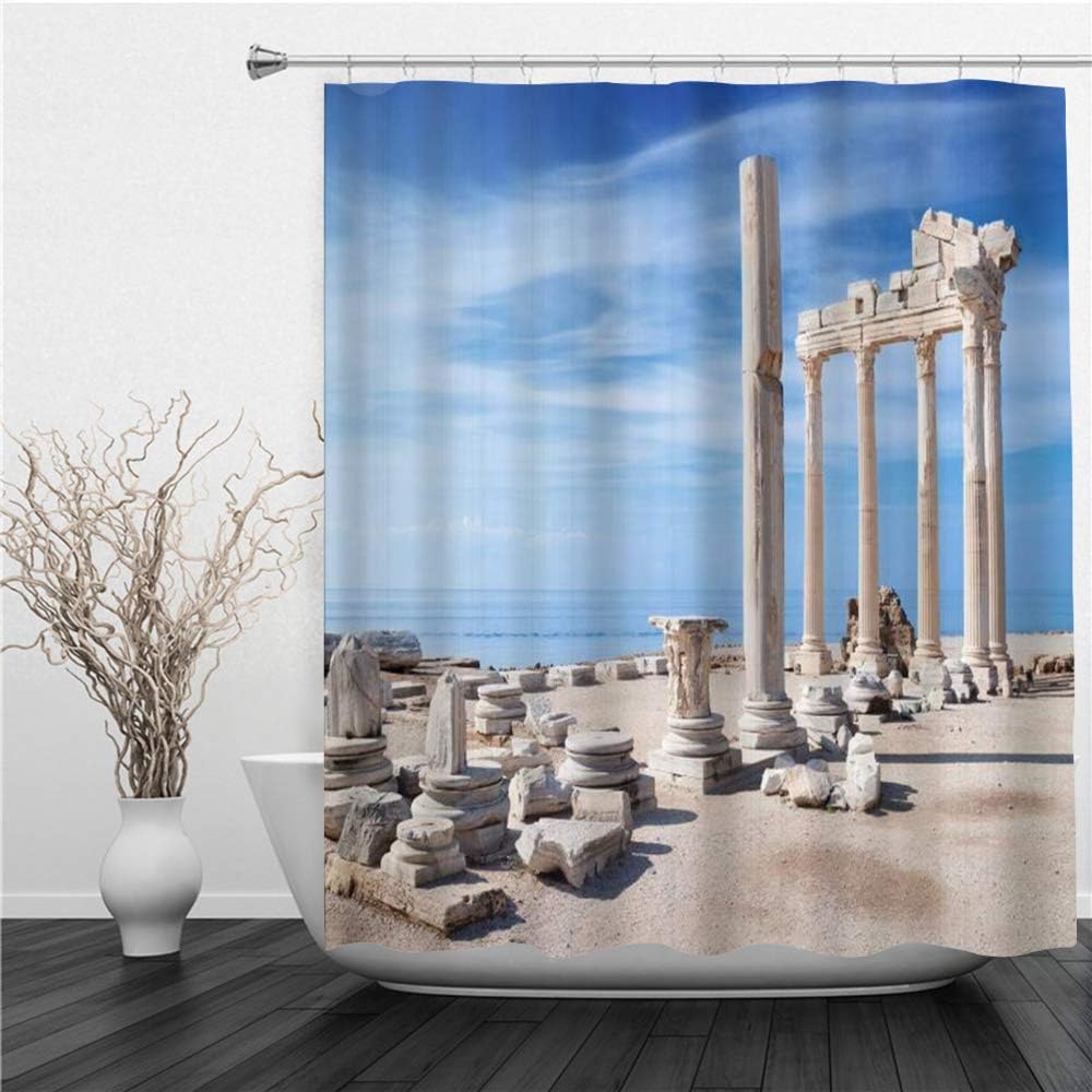 SUHETI Shower Curtain With Hooks，Architecture Photography of Old Greek